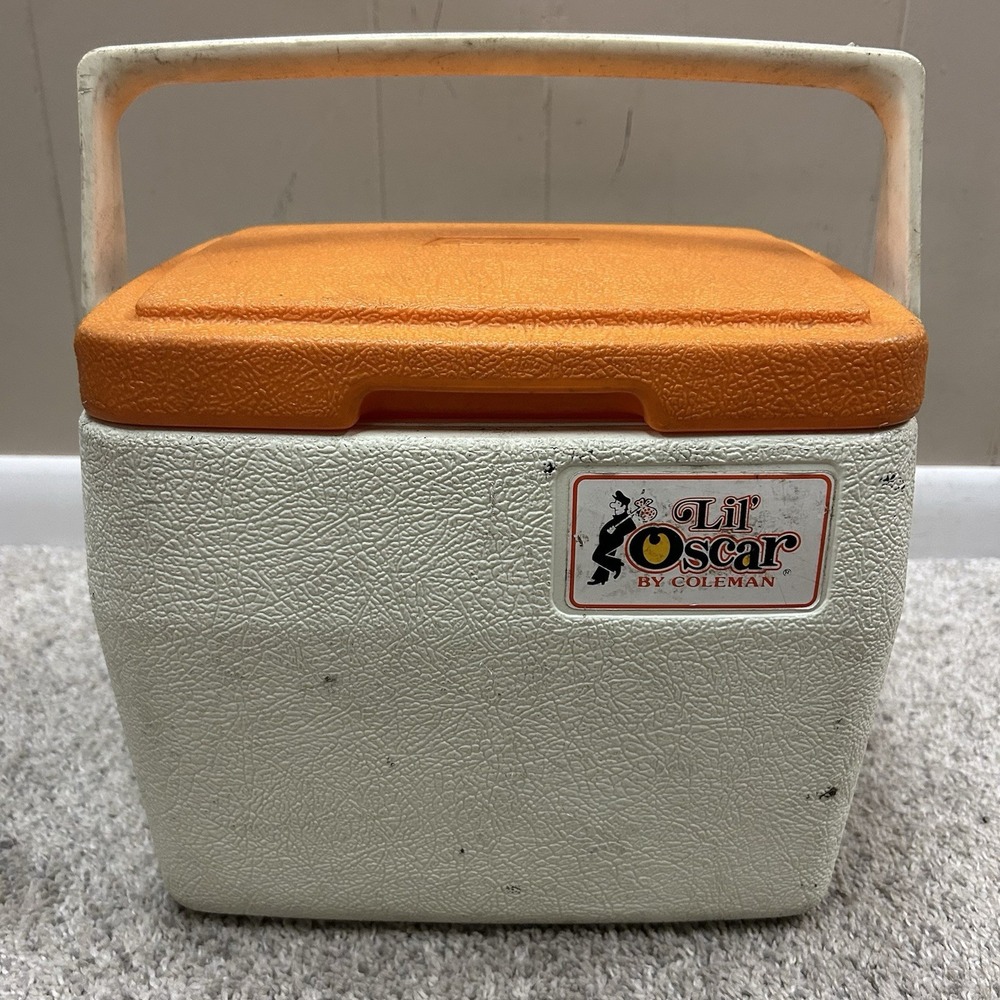 Vintage Coleman 5272 Personal Lil Oscar Orange Lid Cooler 1980s Lunch Box